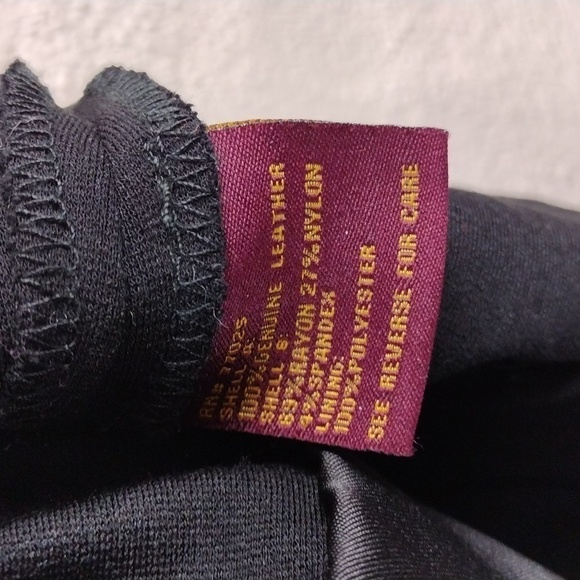 Hal Rubenstein Black Leather Rayon Square Neckline Short Sleeve Waist Length Top - Picture 5 of 13